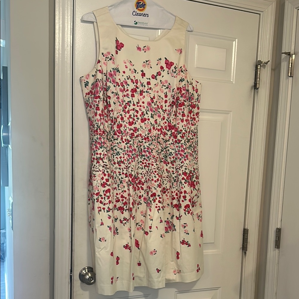 Talbots Floral Print Midi Dress - Cream and Pink